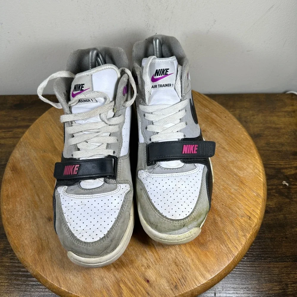 Nike Air Trainer 1 High Top Sneakers FN6885-062 Gray Purple White Mens Size 8